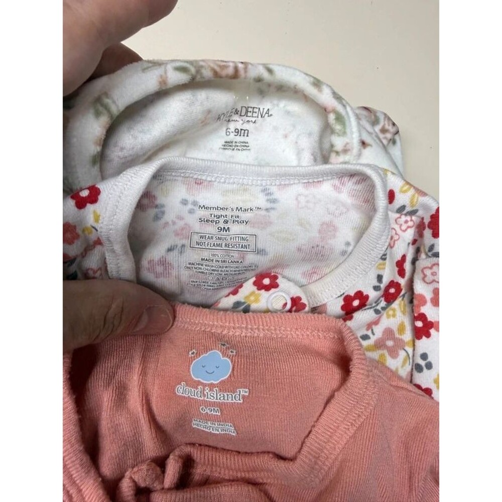 Baby Girl Sleeper Pajama Lot 6-9M 9M Carter's Cloud Island 5 Pieces - Picture 3 of 7